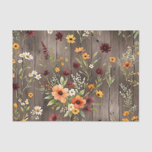 Rustikale Wasserfarben Florals mit Wildblumen Seidenpapier (Vorderseite)