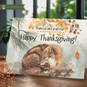 Rustikale Wasserfarben-Fuchs-Happy-Thanksgiving-Ka Feiertagskarte