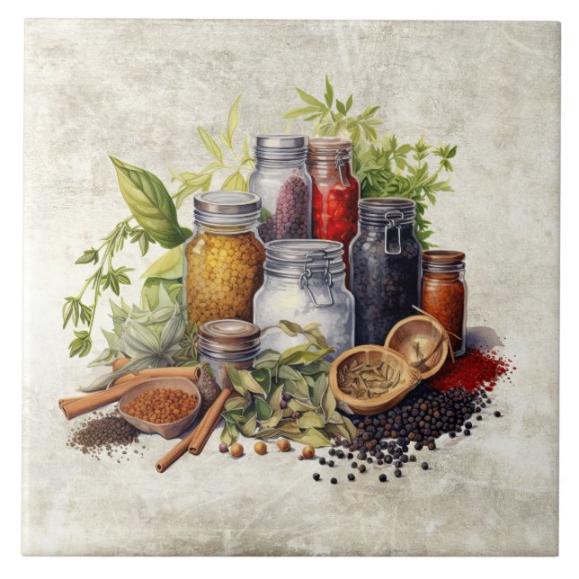 Rustikale Wasserfarben Gewürze Imitate Textur Wass Fliese (Vorderseite)