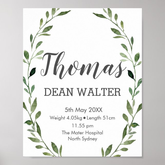 Rustikale Wasserfarben Grüne Kunst, Dichtung und M Poster (Vorne)