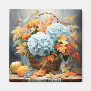 Rustikale Wasserfarben Herbstblumen-Schale Magnet