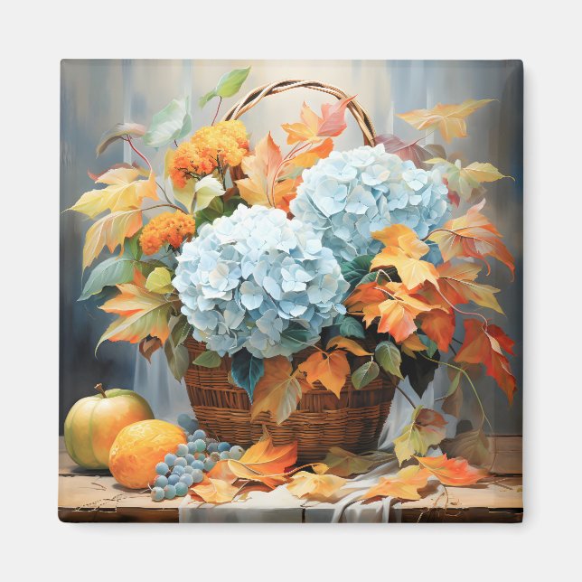 Rustikale Wasserfarben Herbstblumen-Schale Magnet (Vorne)