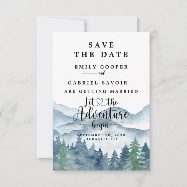 Rustikale Wasserfarben-Hochzeit im Wald  Save The Date (Vorderseite)
