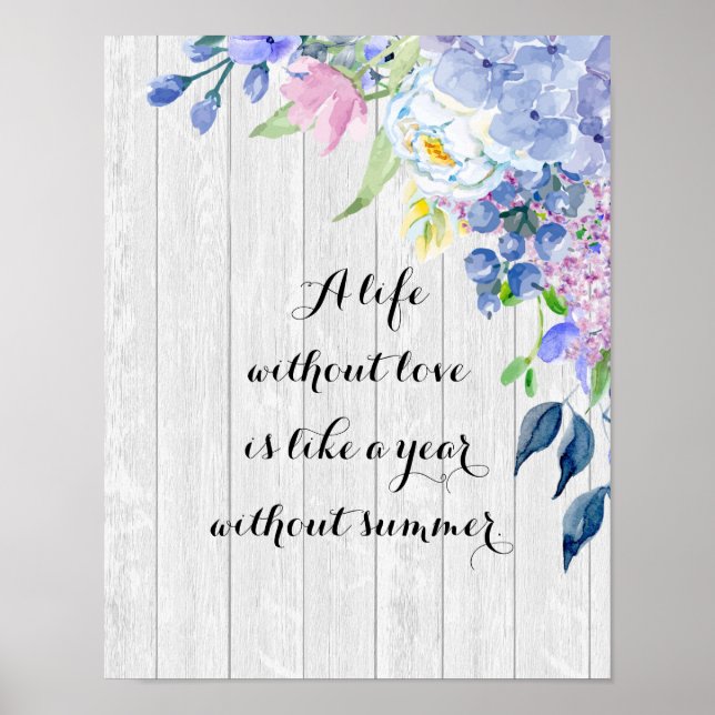 Rustikale Wasserfarben-Hydrangeas mit Sommerangebo Poster (Vorne)