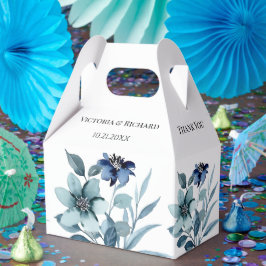 Rustikale Wasserfarben-Illustration Blaues Blumenb Geschenkschachtel