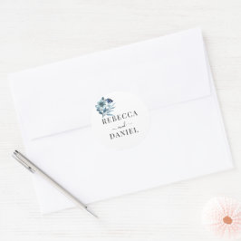 rustikale Wasserfarben-Illustration blaues Blumenb Runder Aufkleber