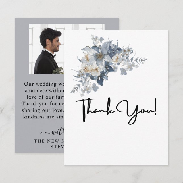 rustikale Wasserfarben-Illustration einer Blume  Dankeskarte (Vorne/Hinten)