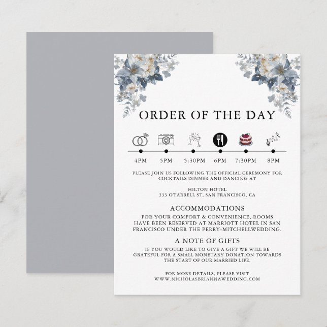 rustikale Wasserfarben-Illustration einer floralen Begleitkarte (Vorne/Hinten)