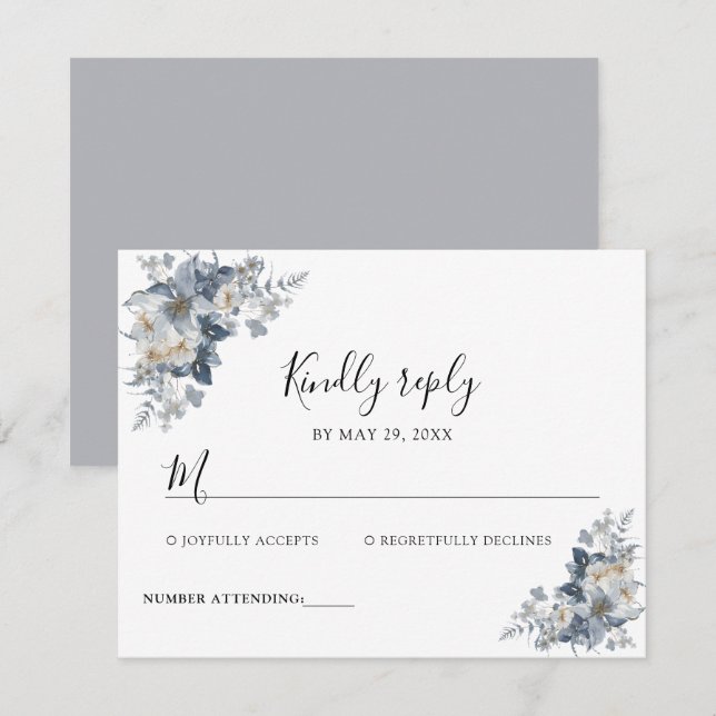 rustikale Wasserfarben-Illustration einer floralen RSVP Karte (Vorne/Hinten)