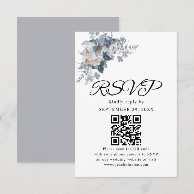 rustikale Wasserfarben-Illustration einer floralen RSVP Karte (Vorne/Hinten)