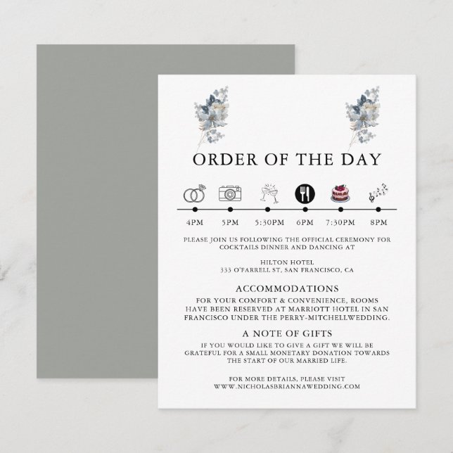 Rustikale Wasserfarben-Illustration Florale Anordn Begleitkarte (Vorne/Hinten)