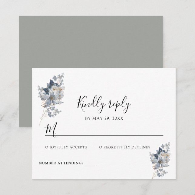 Rustikale Wasserfarben-Illustration Florale Anordn RSVP Karte (Vorne/Hinten)