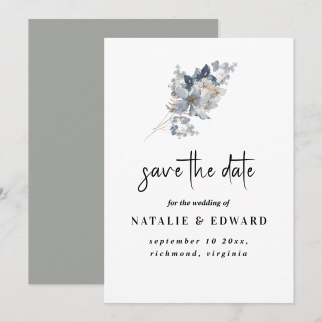 Rustikale Wasserfarben-Illustration Florale Anordn Save The Date (Vorne/Hinten)