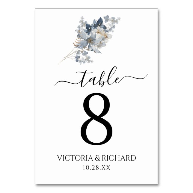 Rustikale Wasserfarben-Illustration Florale Anordn Tischnummer (Vorderseite)