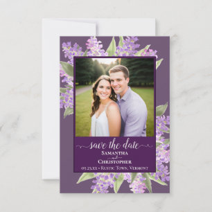 Rustikale Wasserfarben Lilacs & Foto Lila Hochzeit Save The Date
