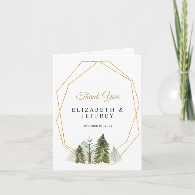 Rustikale Wasserfarben Pine Danke Karte (Vorderseite)