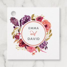 Rustikale Wasserfarben, rosa und Lila Blumenzehen Geschenkanhänger