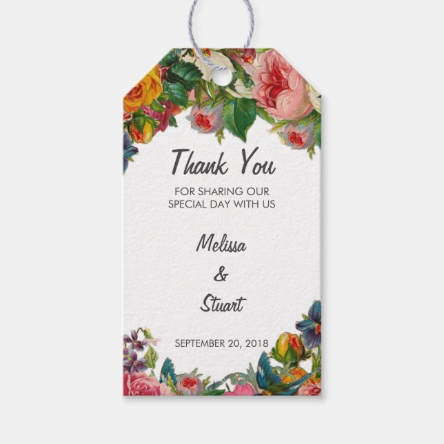 Rustikale Wasserfarben Sommerhochzeit Blume Vielen Geschenkanhänger (Vorderseite)