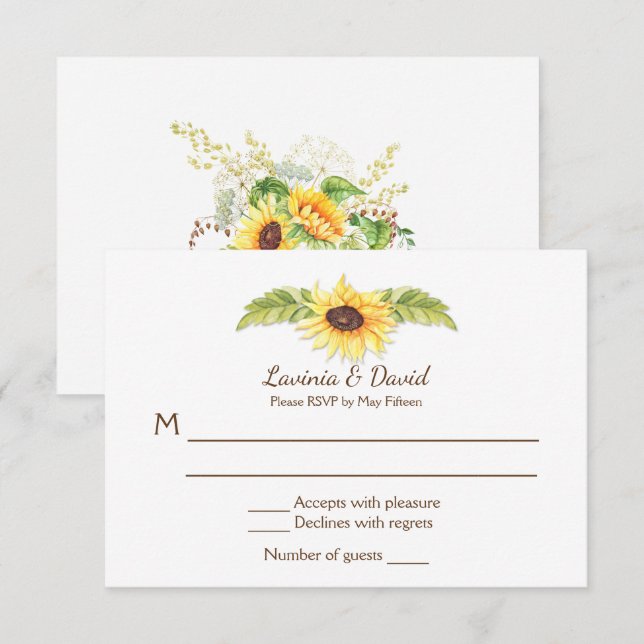 Rustikale Wasserfarben Sonnenblumen UAWG Langes Ho Einladung (Vorne/Hinten)