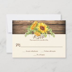 Rustikale Wasserfarben Sonnenblumen Wreath Barn Wo RSVP Karte