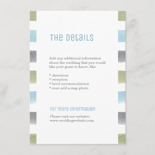 Rustikale Wasserfarben Streifen Strand Hochzeitsde Begleitkarte