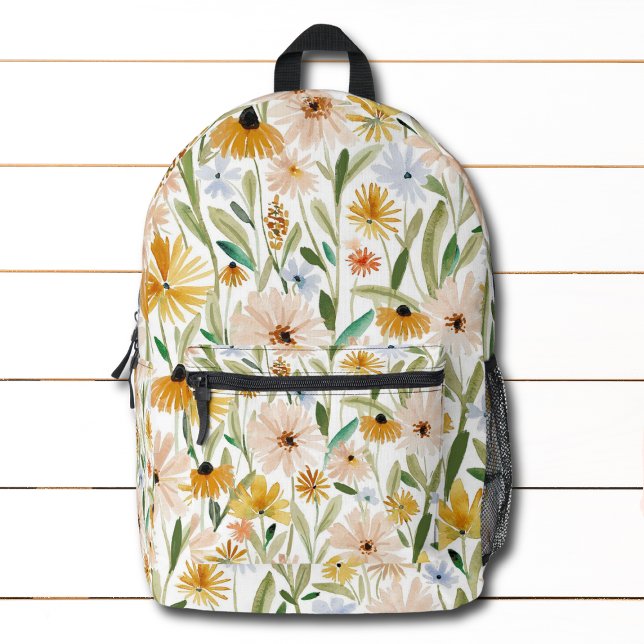 Rustikale Wasserfarben Wilde Blume Bedruckter Rucksack (Von Creator hochgeladen)