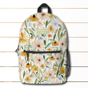 Rustikale Wasserfarben Wilde Blume Personalisierte Bedruckter Rucksack