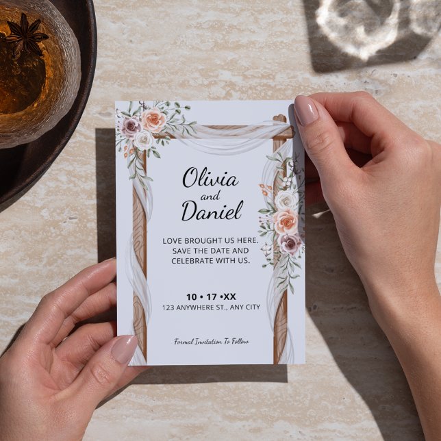 Rustikale Wasserfarbenarche Boho Hochzeit Save The Date (Von Creator hochgeladen)