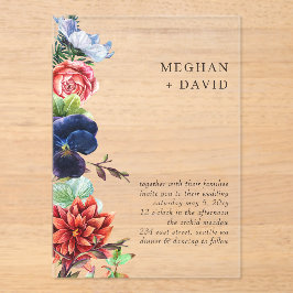 Rustikale Wasserfarbenblüte Blumenzehen Acryleinladungen