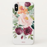 Rustikale Wasserfarbenfloral mit Monogramm Case-Mate iPhone Hülle<br><div class="desc">Dieses rustikale Blumenmuster hat einen wunderschönen femininen Charme und rustikalen Charme mit seinem Bouquet von Aquarellfarben, gemischten Blume und Grün in einem trendigen Farbschema aus Bordeaux, Rosa und Rosset Orange mit anschließender Vegetation. Eine Textvorlage wird hinzugefügt, um dieses Design mit den gewünschten Monogramm-Initialen, dem Namen oder einem anderen gewünschten Text...</div>