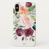 Rustikale Wasserfarbenfloral mit Monogramm