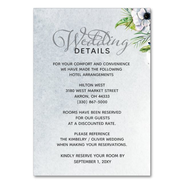 Rustikale Wasserfarbenfrohe Hochzeit mit blauer Na Tischnummer (Vorderseite)