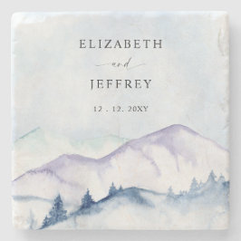 Rustikale Wasserfarbengebirge Hochzeit im Freien P Steinuntersetzer