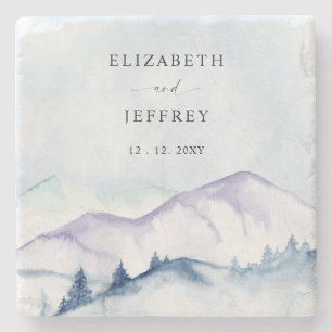 Rustikale Wasserfarbengebirge Hochzeit im Freien P Steinuntersetzer