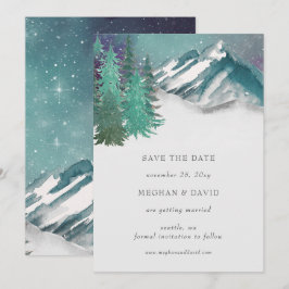 Rustikale Wasserfarbengebirge Pine Save the Date Einladung