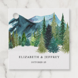 Rustikale Wasserfarbengebirge Pine Winter Wedding Geschenkanhänger