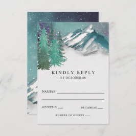 Rustikale Wasserfarbengebirge Pine Winter Wedding RSVP Karte