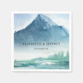 Rustikale Wasserfarbengebirge Pine Winter Wedding Serviette