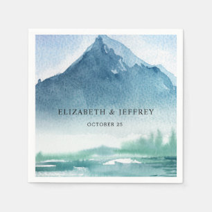 Rustikale Wasserfarbengebirge Pine Winter Wedding  Serviette
