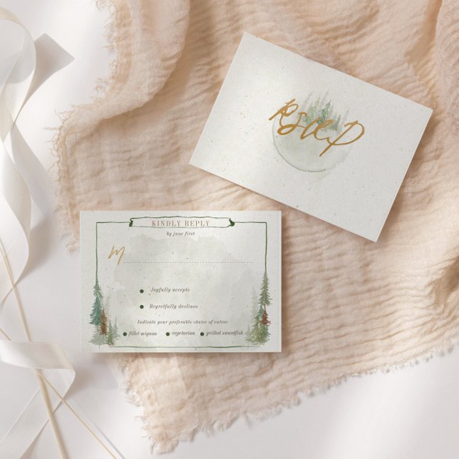 Rustikale Wasserfarbengebirge - RSVP Karte zur Aus (Von Creator hochgeladen)