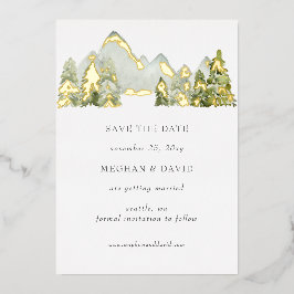 Rustikale Wasserfarbengebirge Save the Date Folieneinladung