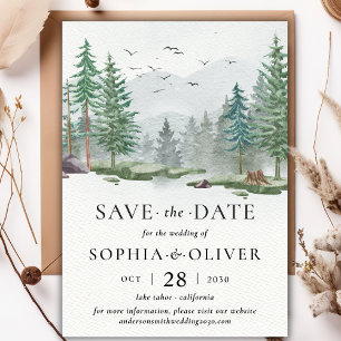 Rustikale Wasserfarbenhochzeit Save the Date Wald Einladung