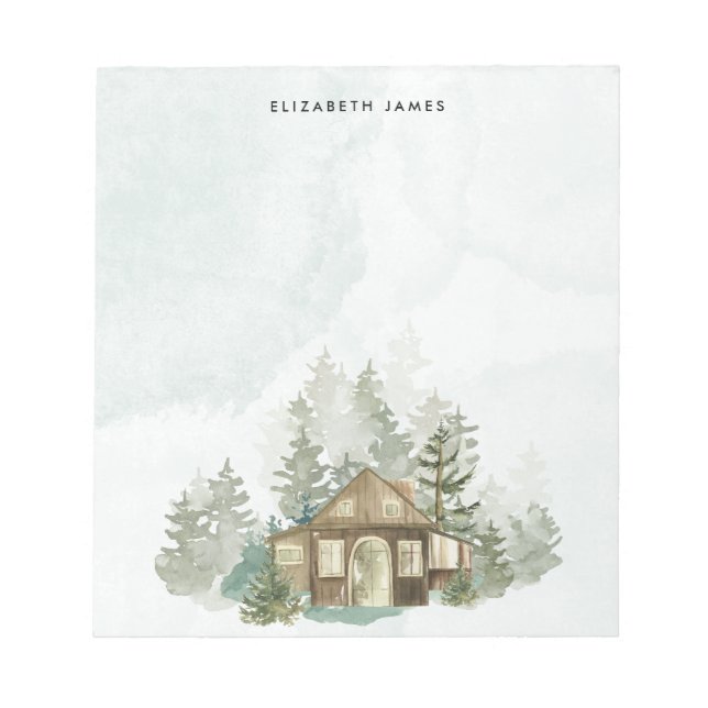 Rustikale Wasserfarbenkabine Grünwald Personalisie Notizblock (Vorderseite)