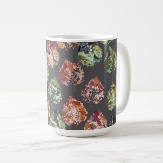 Rustikale Wasserfarbenkunst mit herbstlichen falle Kaffeetasse (VorderseiteRechts)