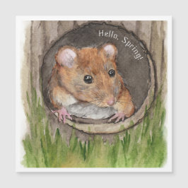 Rustikale WasserfarbenMaus Magnetkarte