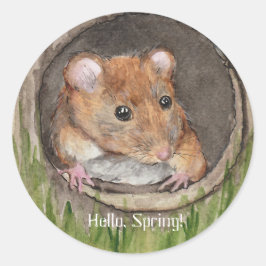 Rustikale WasserfarbenMaus Runder Aufkleber