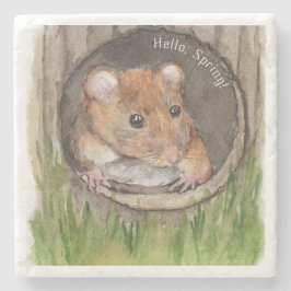 Rustikale WasserfarbenMaus Steinuntersetzer