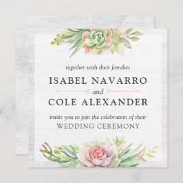 Rustikale Wasserfarbenprächtige Hochzeit des Kakte Einladung