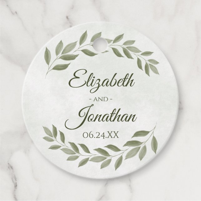 Rustikale Wasserfarbenwelt Elegante Hochzeit Geschenkanhänger (Vorderseite)