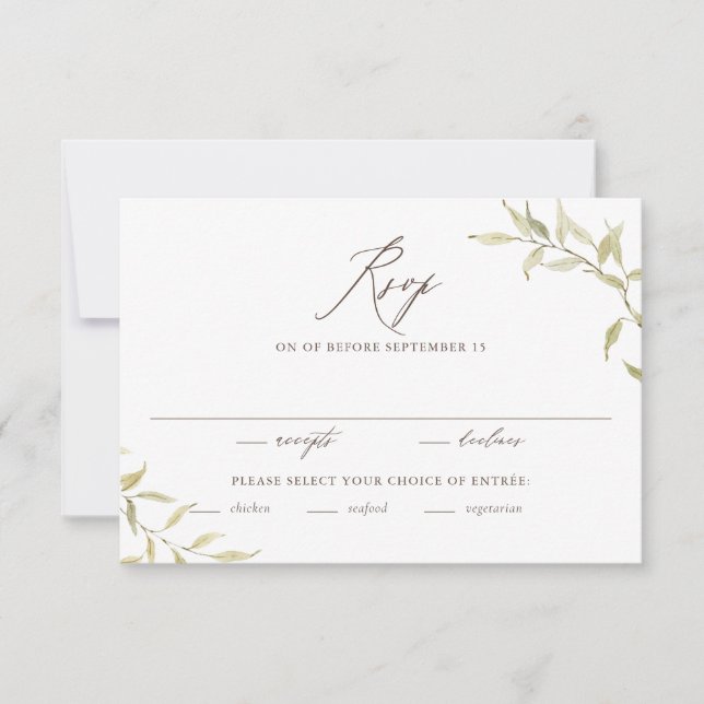 Rustikale Wasserfarbenwelt Grenzen Hochzeit RSVP Karte (Vorderseite)